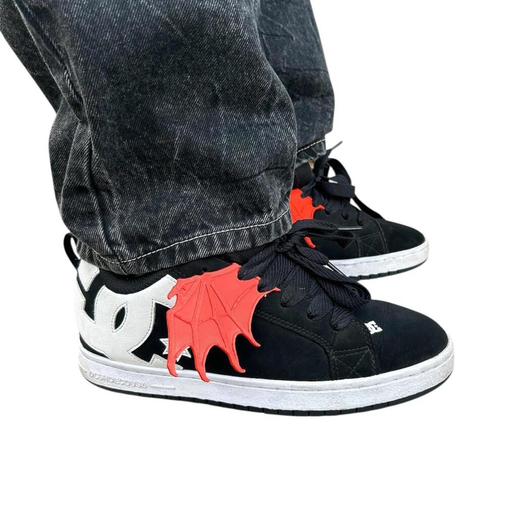 red attachable skater shoe batwing accessory charms